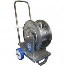 Trolley mounted hose reels