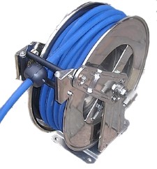 Stainless steel self retracting hose reel 3/8