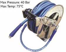 Medium pressure stainless steel self retracting hose reel 